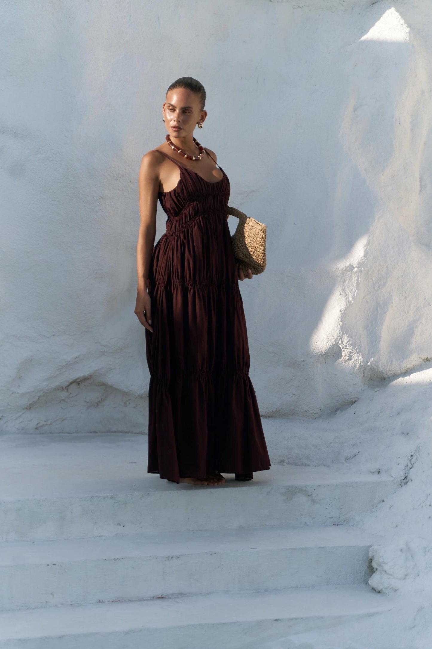 Maxikleid | bordo rot (100% Baumwolle)