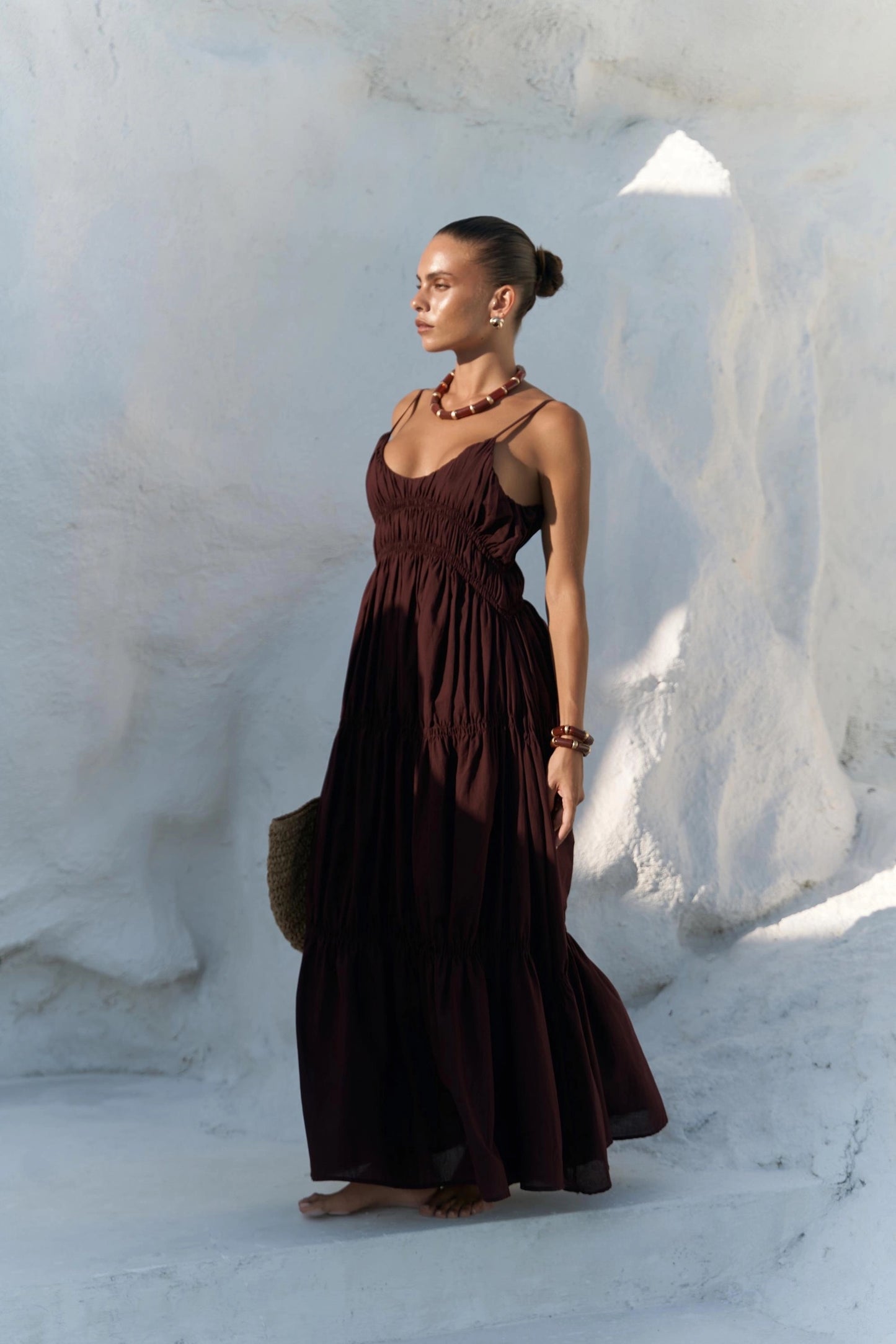 Maxikleid | bordo rot (100% Baumwolle)