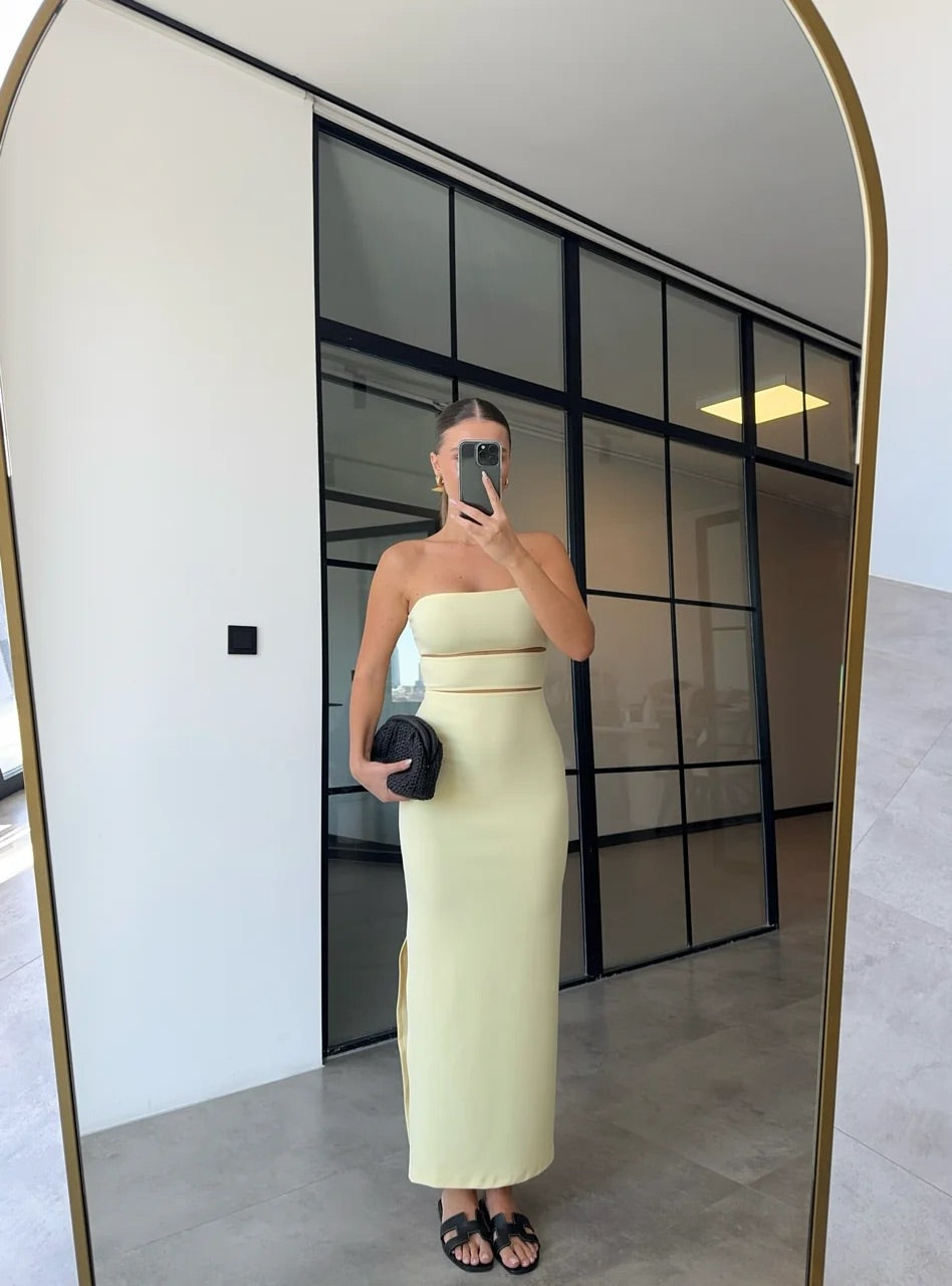 Maxikleid mit Cut-Outs | gelb