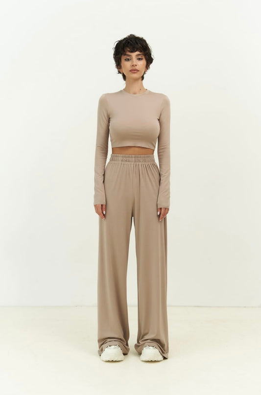 Set - Crop Top & Hose | mink braun