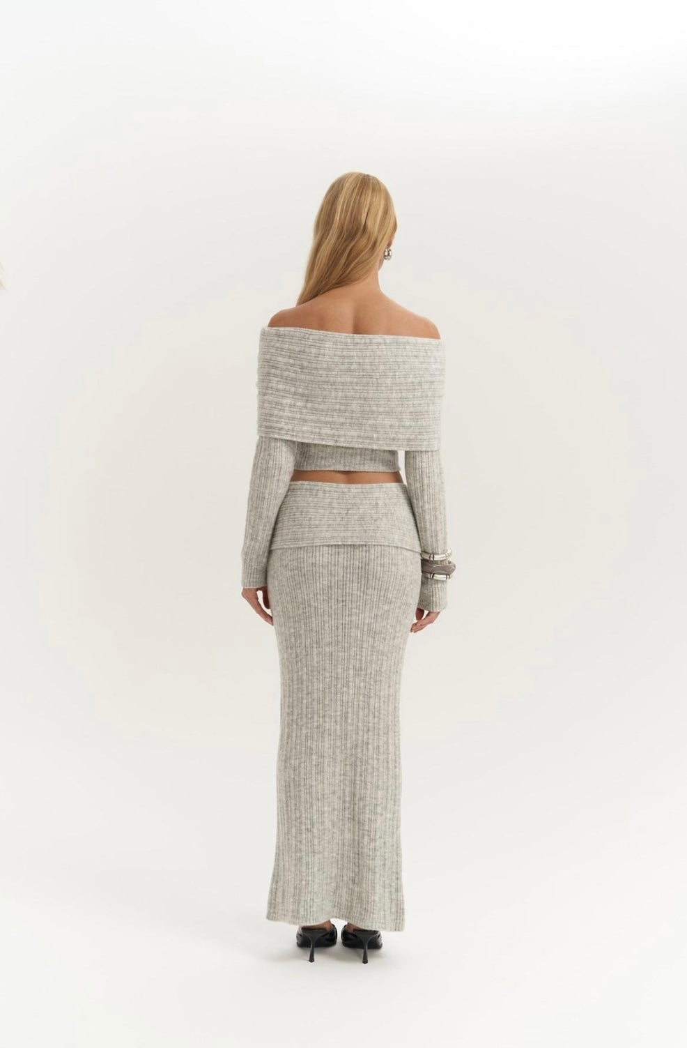 Set - Strickrock & Crop Top | grau