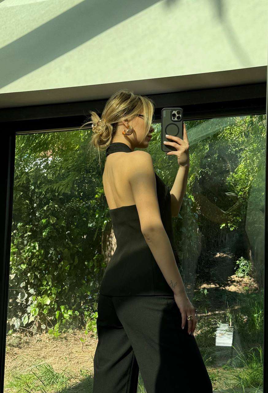 Solé Set - rückenfreies Top & Stoffhose | schwarz