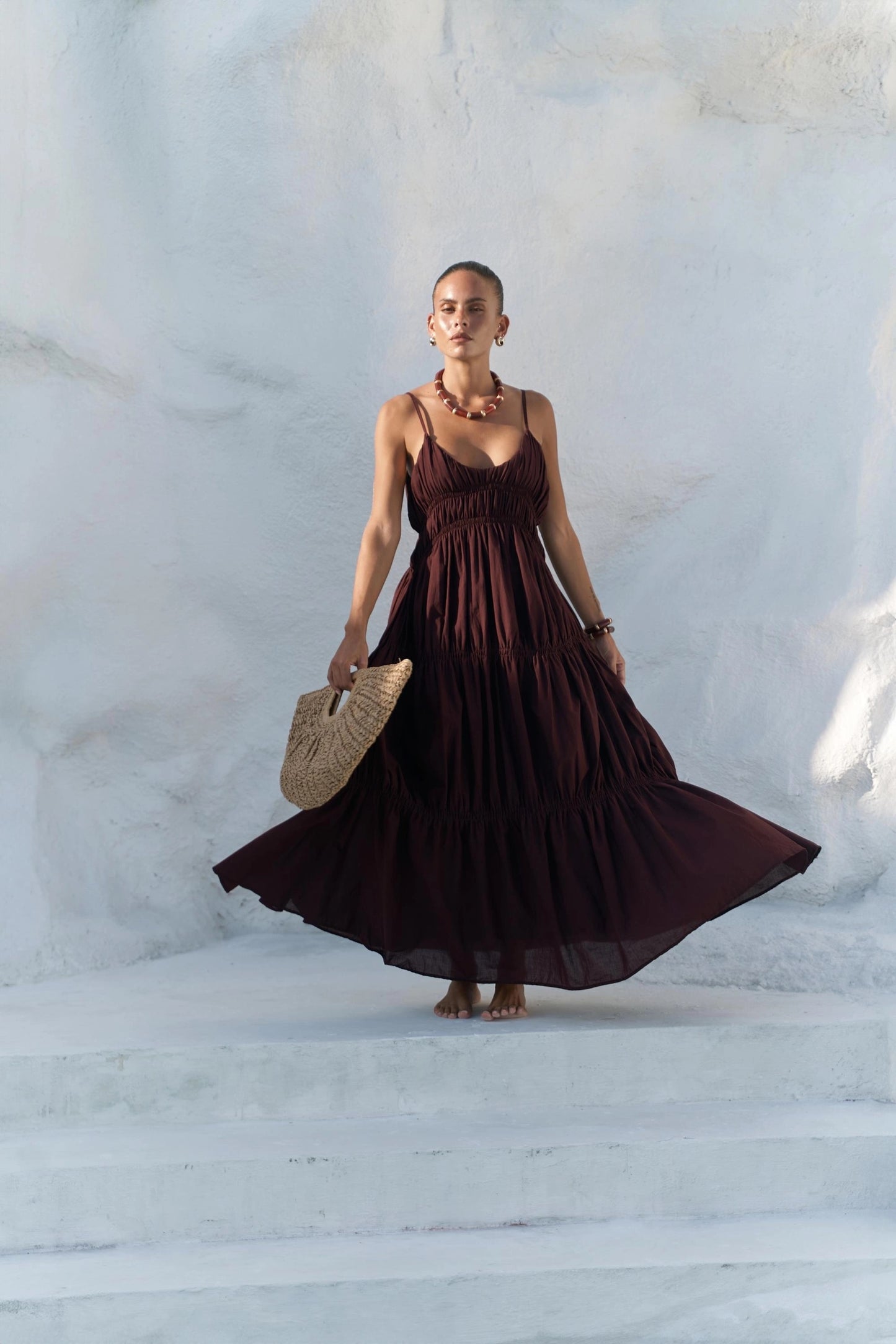 Maxikleid | bordo rot (100% Baumwolle)