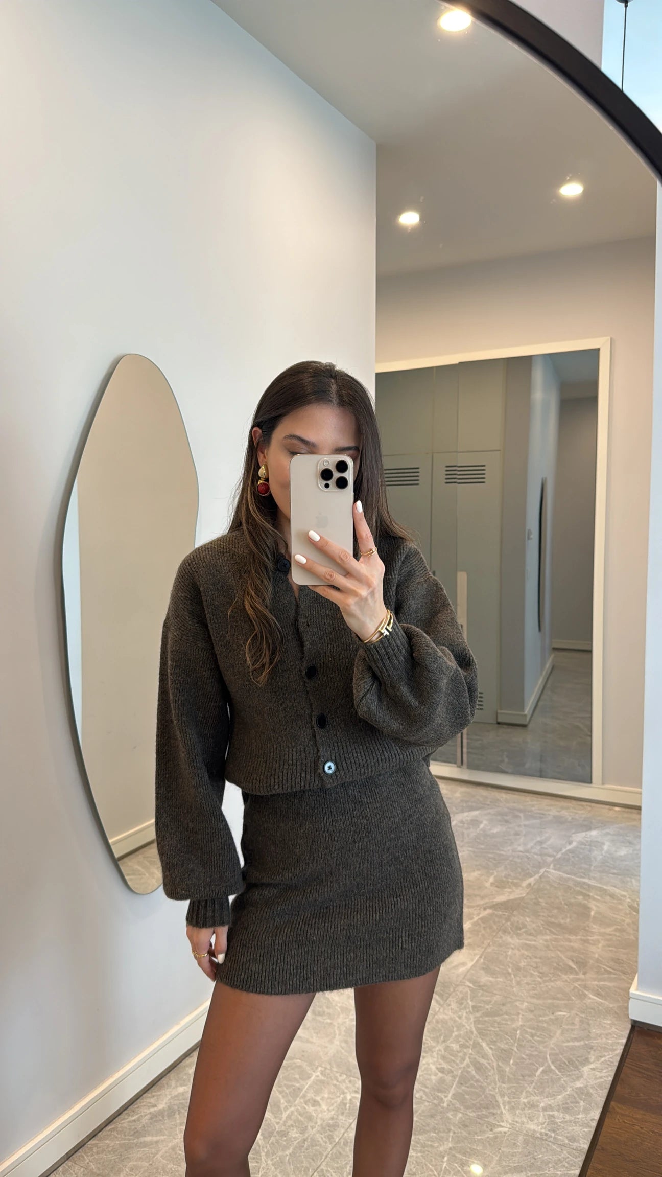 Set - Minirock & Strickjacke | khaki