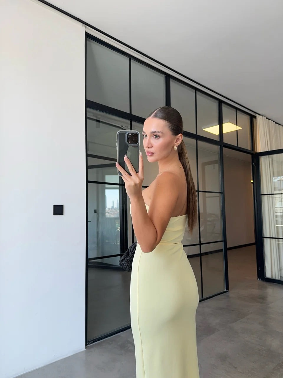 Maxikleid mit Cut-Outs | gelb