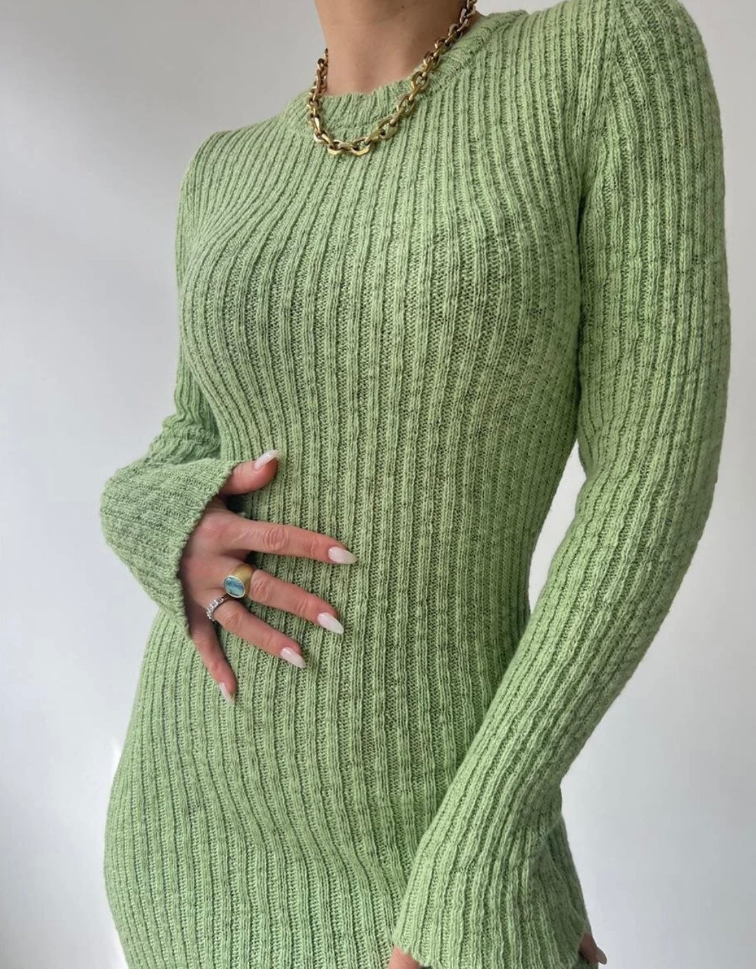 Strickkleid - grün