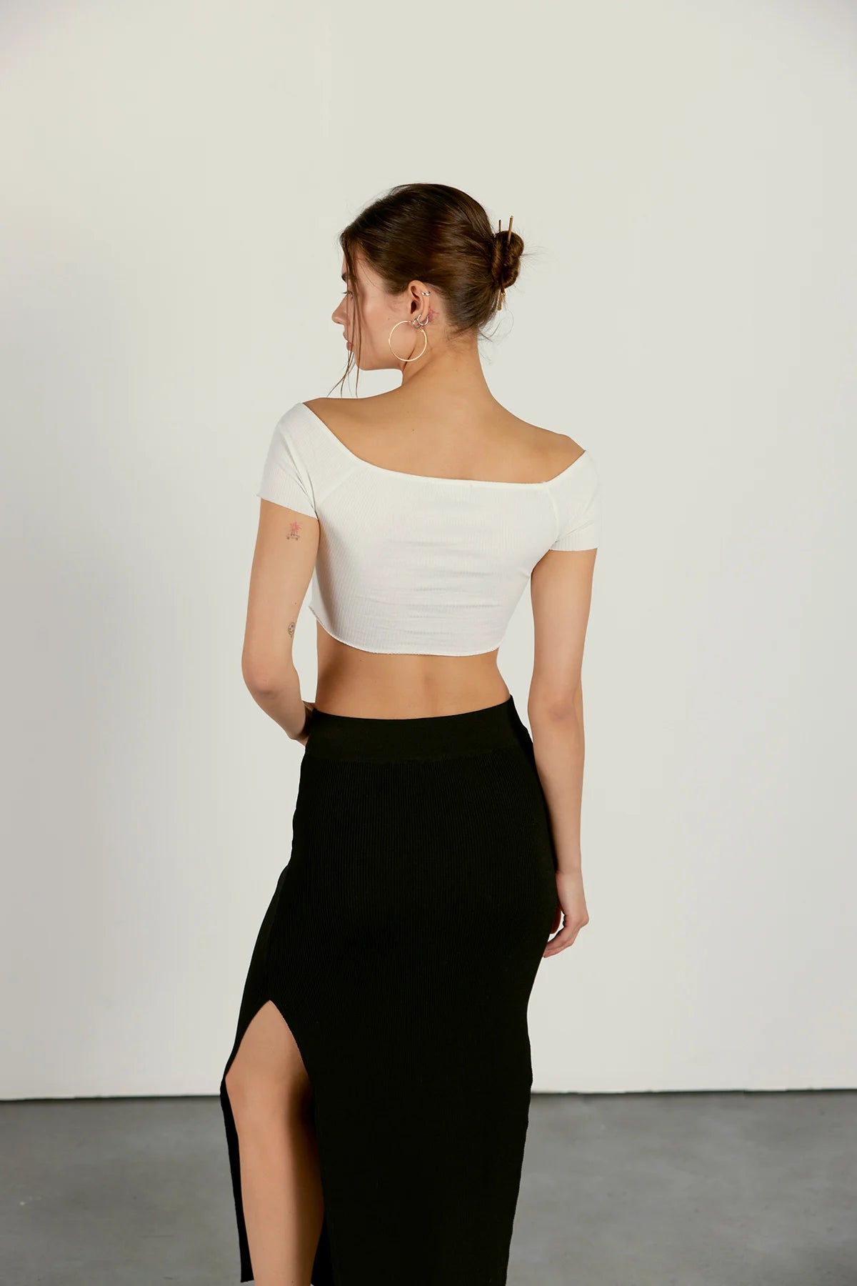 Crop-Top mit Rib Muster | weiss