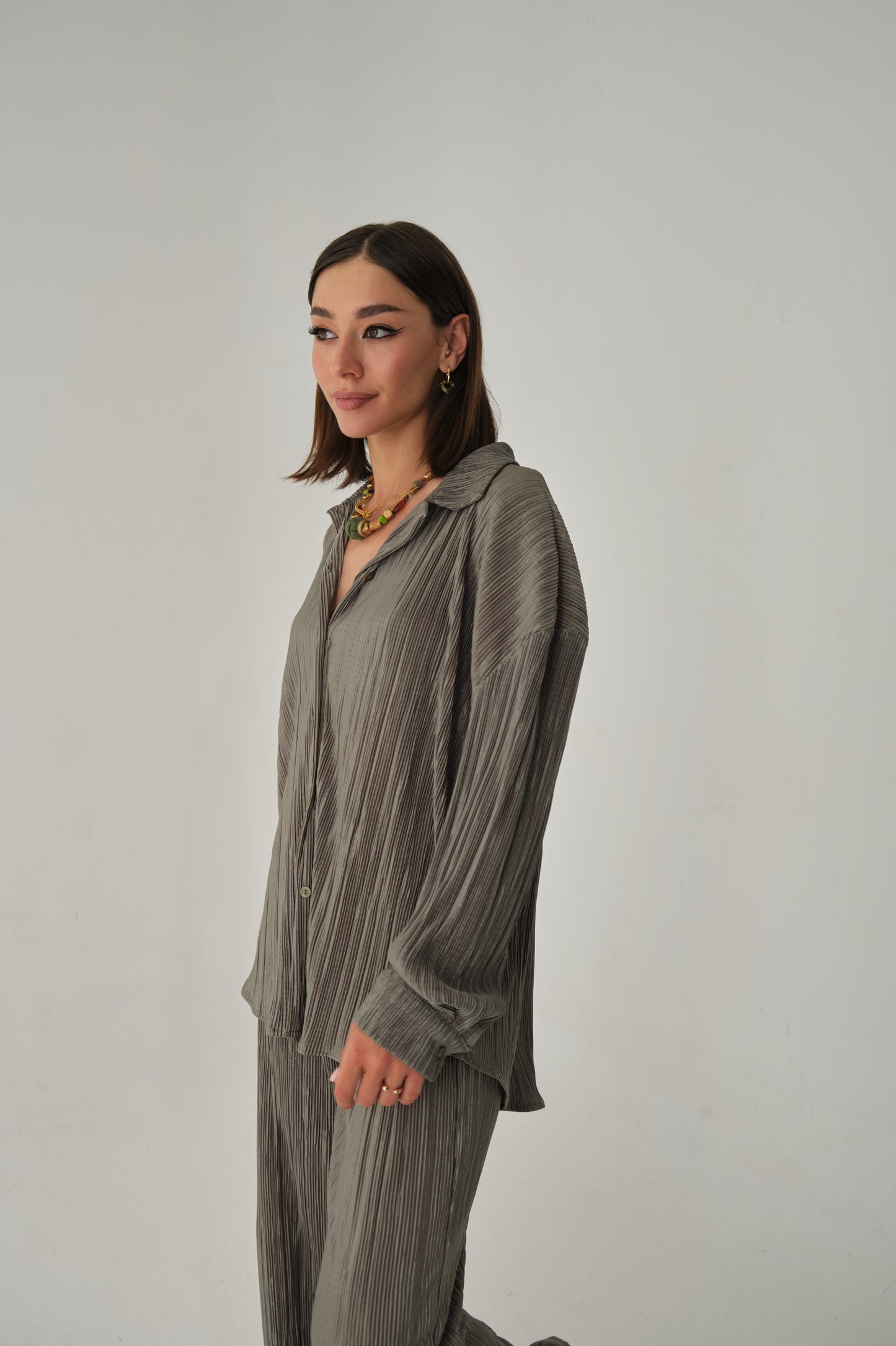 Set - lange Bluse & Hose | khaki