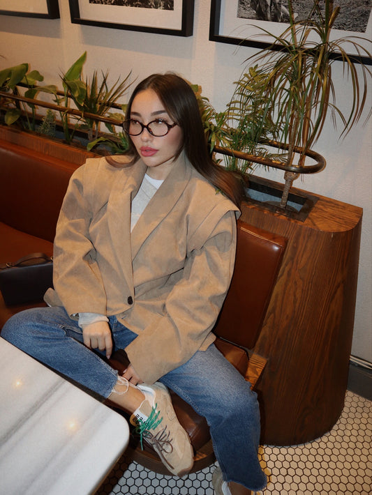 SORINE Blazer in Wildlederoptik | beige