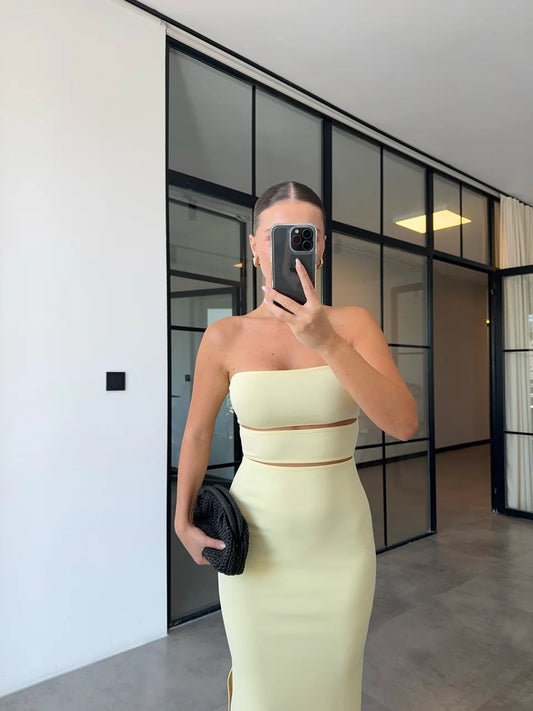 Maxikleid mit Cut-Outs | gelb