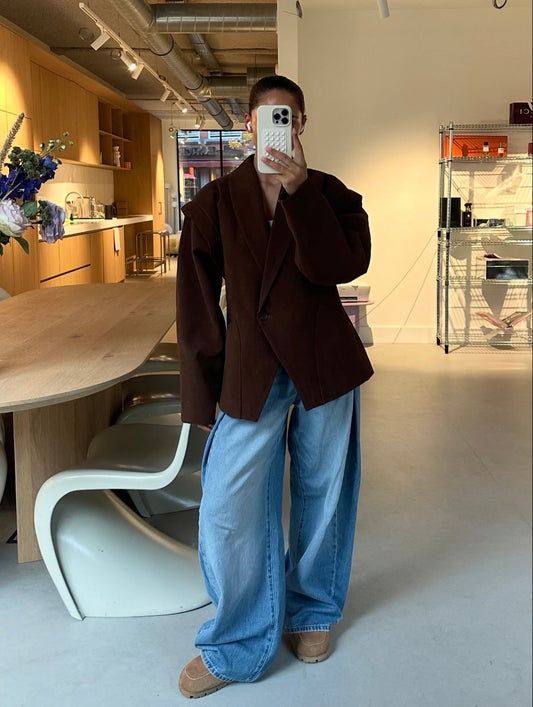 SORINE Blazer in Wildlederoptik | braun