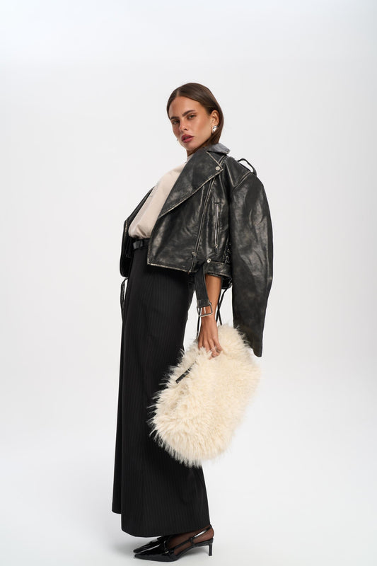 Kunstlederjacke | schwarz