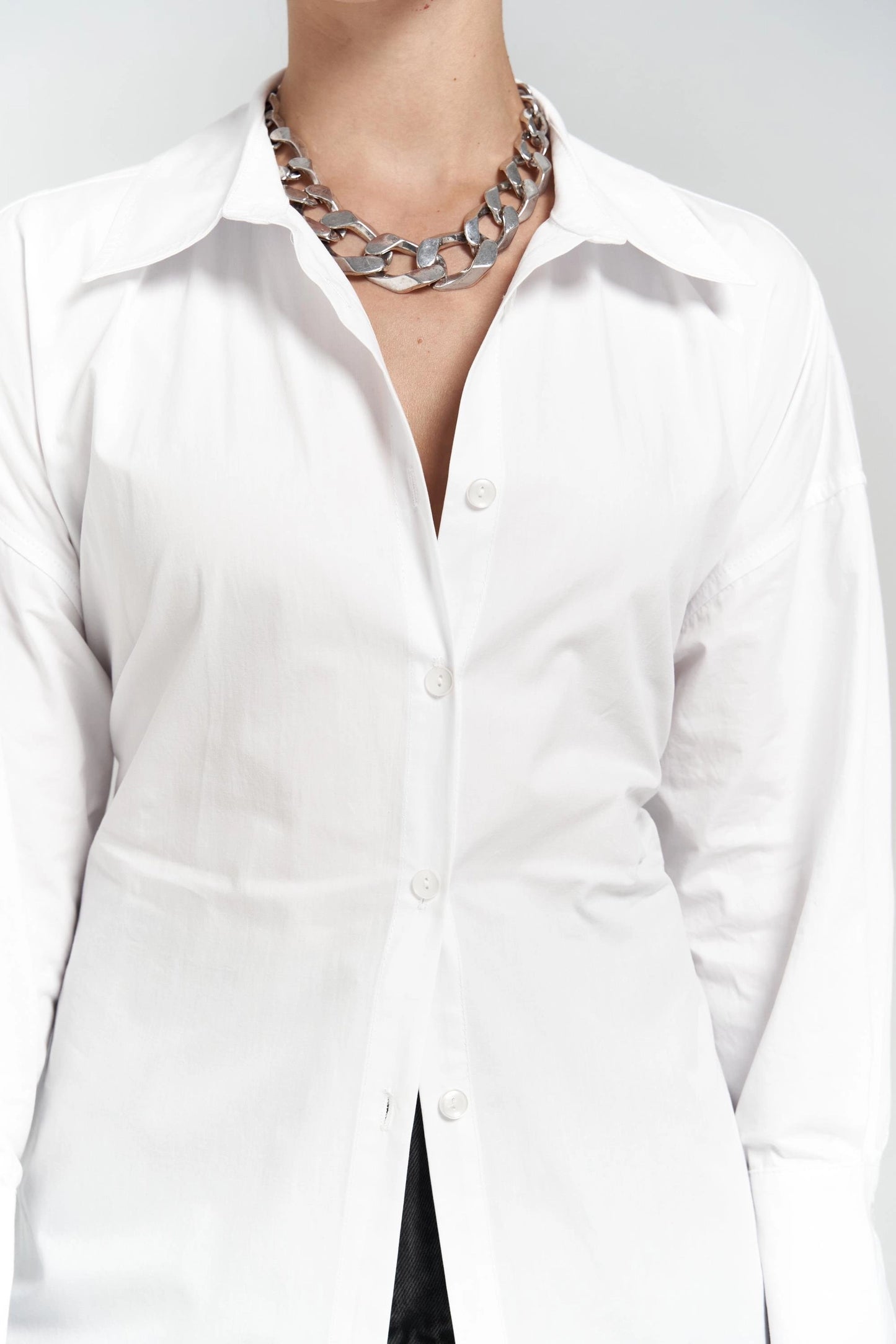 Hemdbluse mit Bindedetail | weiss