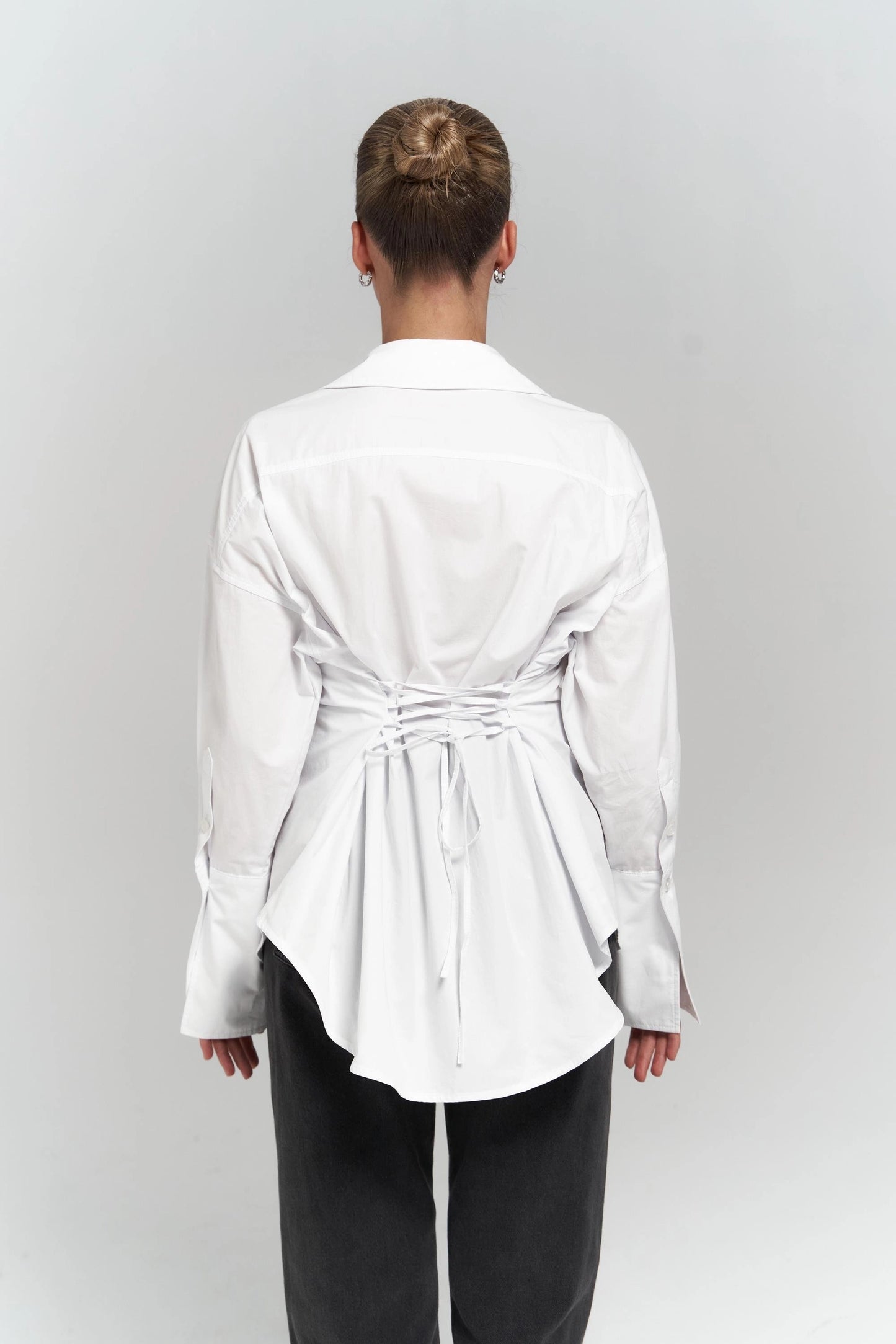 Hemdbluse mit Bindedetail | weiss