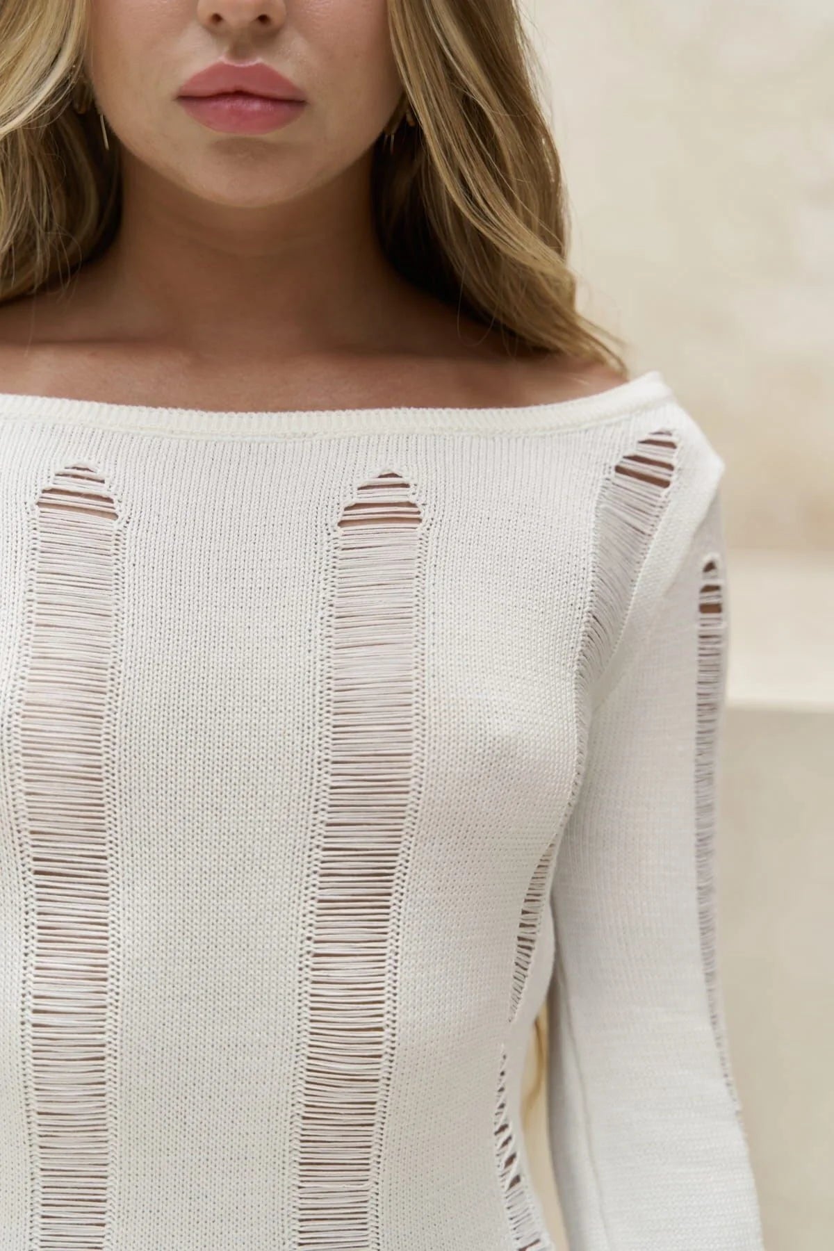Strick-Minikleid mit offenem Rücken | weiss