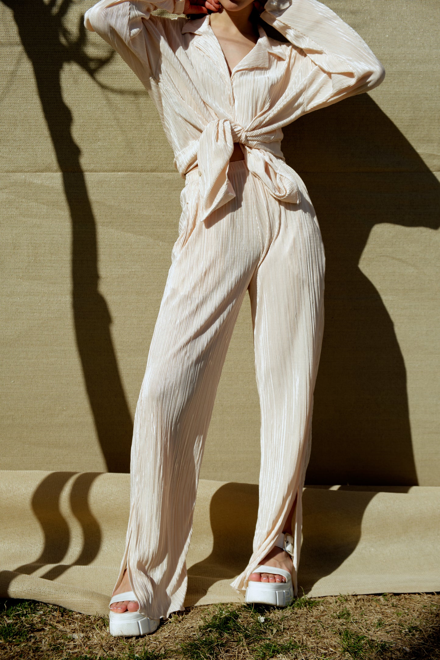 Set - lange Bluse & Hose | cream