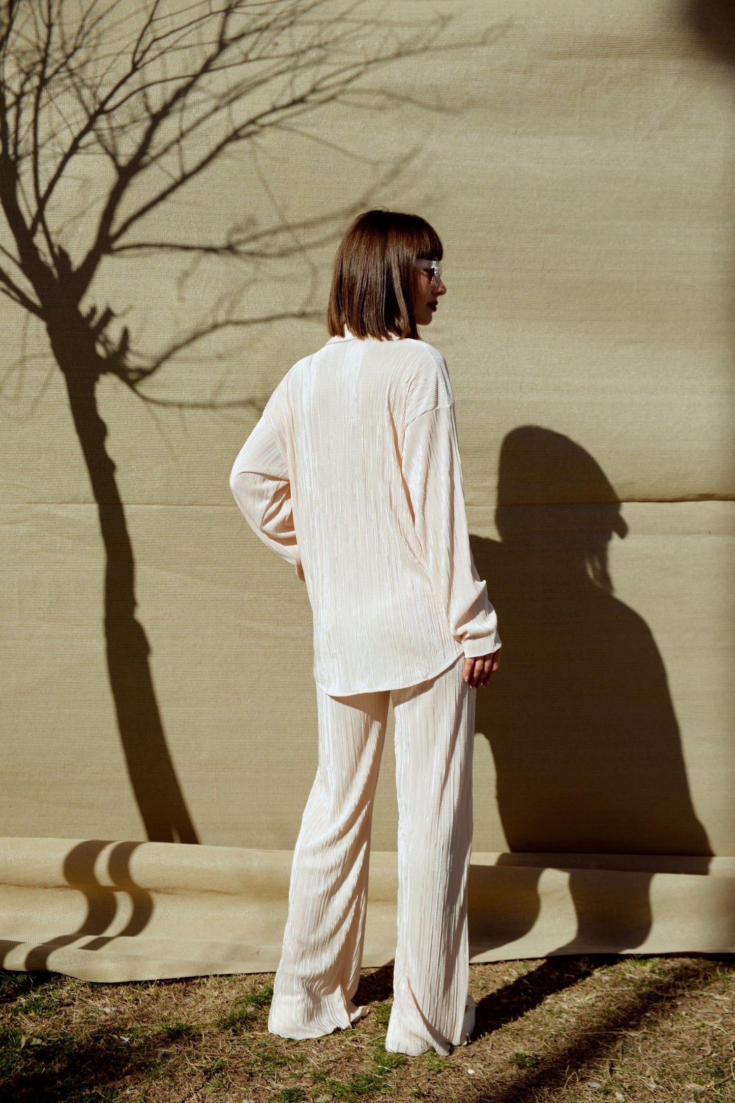 Set - lange Bluse & Hose | cream