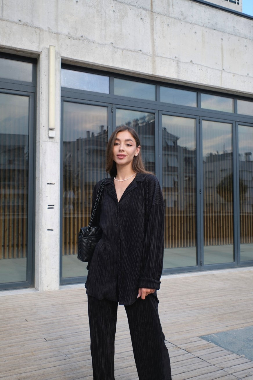 Set - lange Bluse & Hose | schwarz
