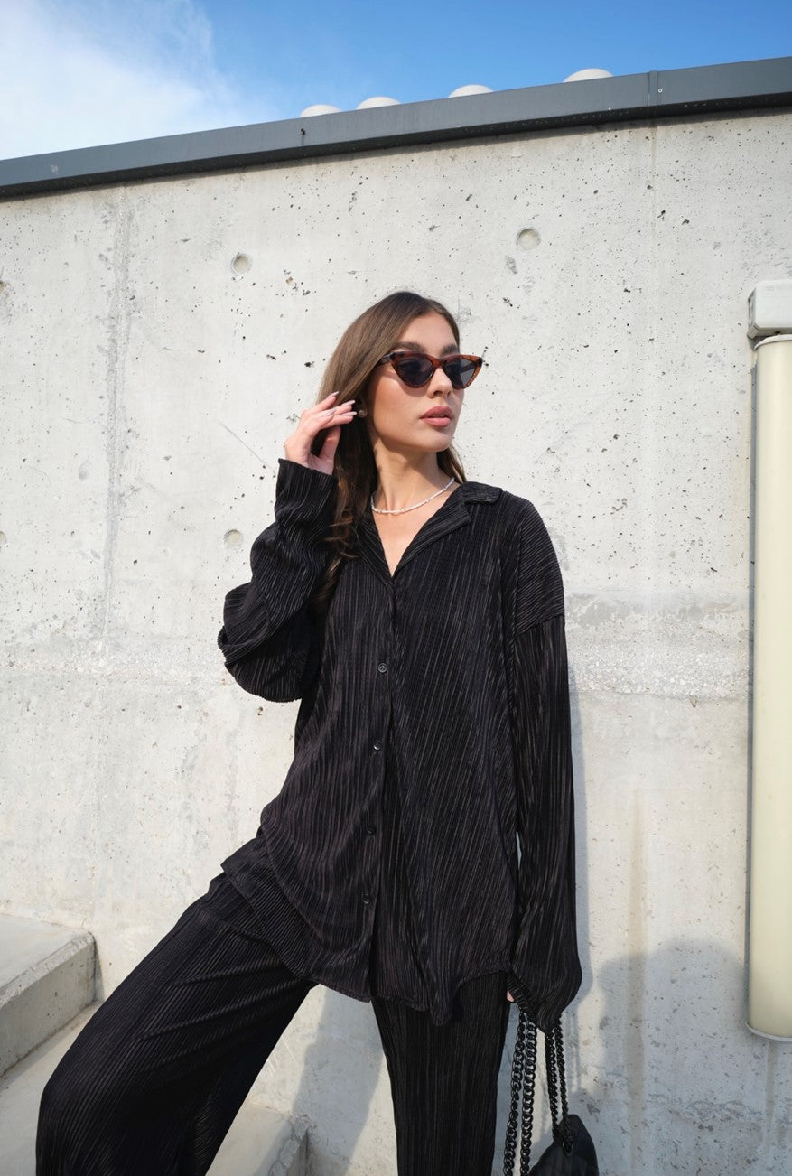 Set - lange Bluse & Hose | schwarz