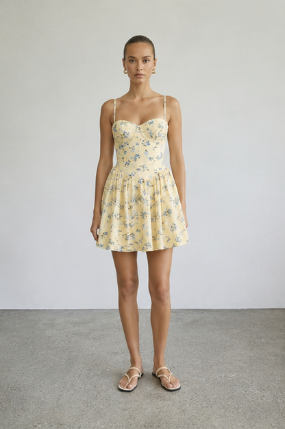 Geblümtes Korsett-Minikleid