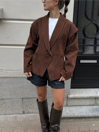 SORINE Blazer in Wildlederoptik | braun