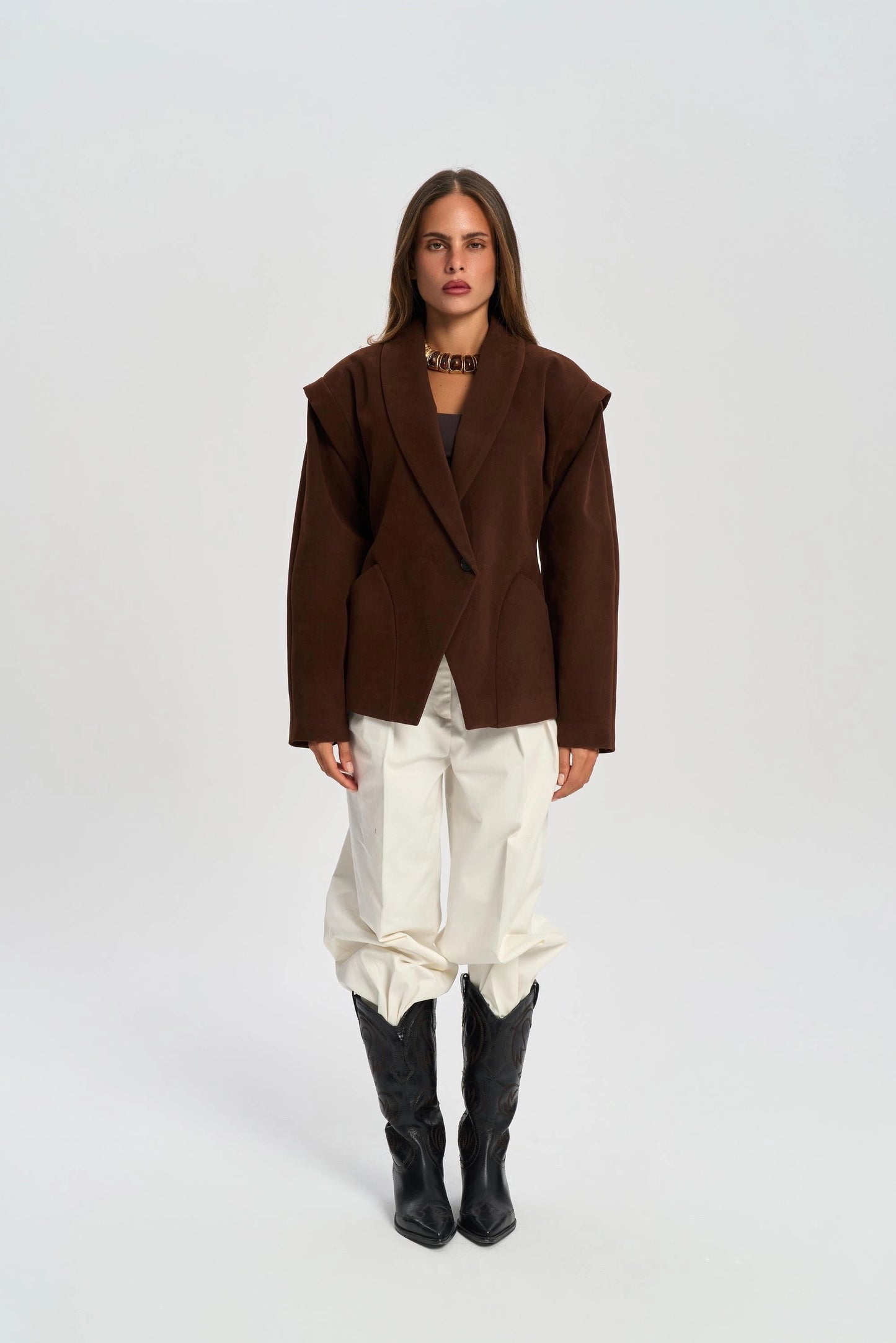 SORINE Blazer in Wildlederoptik | braun