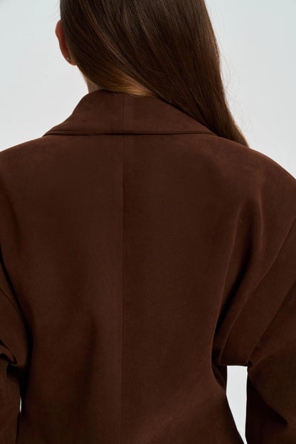 SORINE Blazer in Wildlederoptik | braun