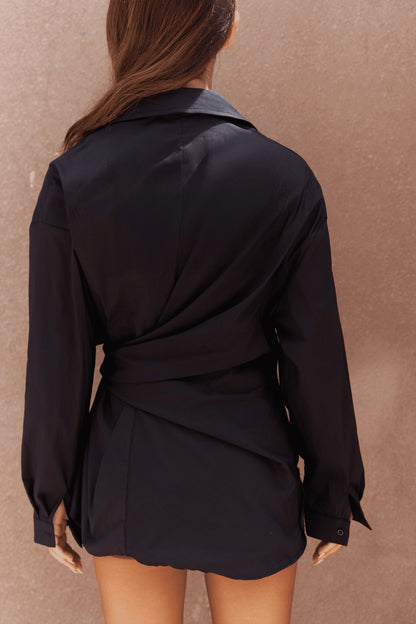 Bluse mit Bindedetail | schwarz