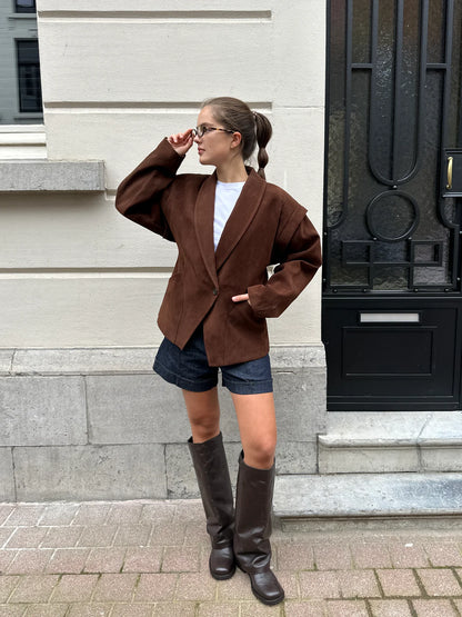 SORINE Blazer in Wildlederoptik | braun