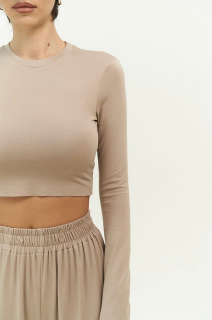 Set - Crop Top & Hose | mink braun