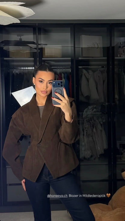 SORINE Blazer in Wildlederoptik | braun