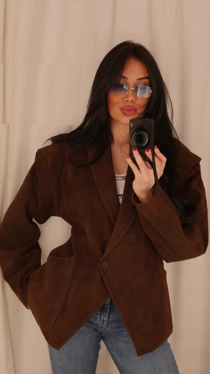SORINE Blazer in Wildlederoptik | braun