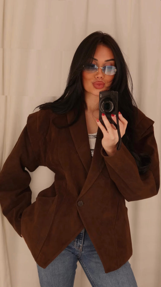 SORINE Blazer in Wildlederoptik | braun