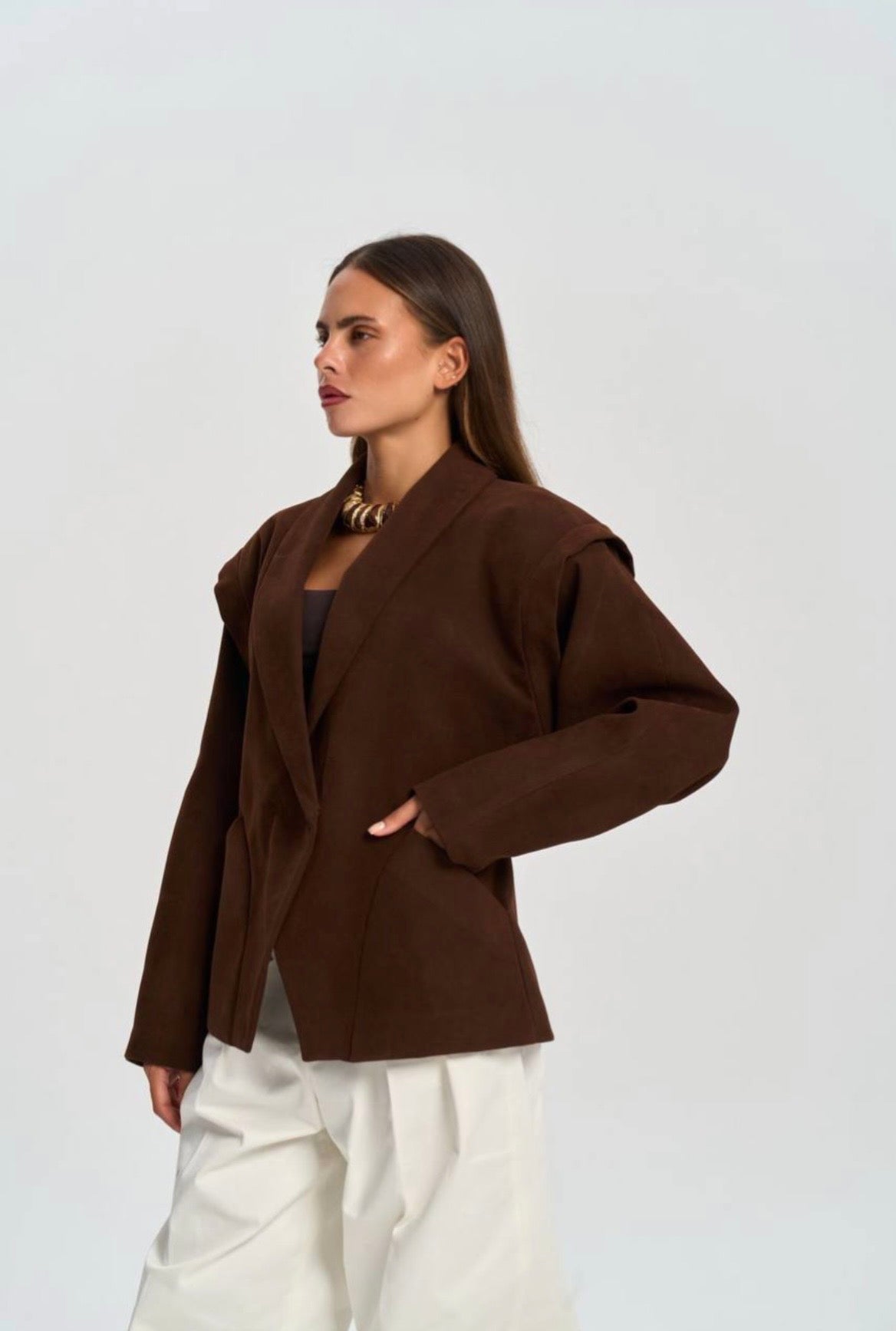 SORINE Blazer in Wildlederoptik | braun