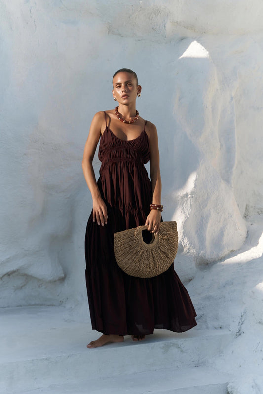 Maxikleid | bordo rot (100% Baumwolle)