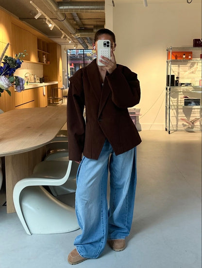 SORINE Blazer in Wildlederoptik | braun