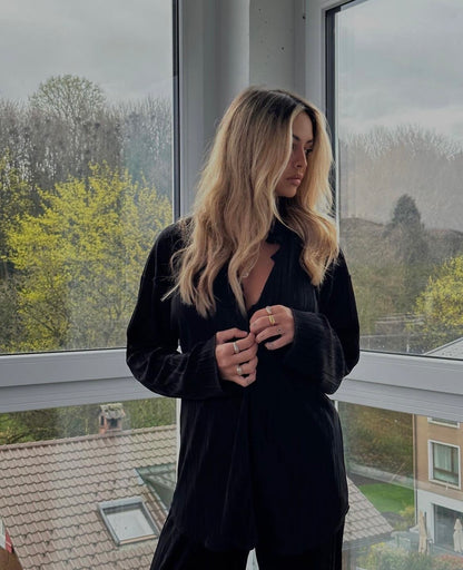 Set - lange Bluse & Hose | schwarz