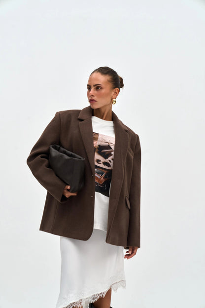 NOVEN Oversize Blazer | dunkelbraun