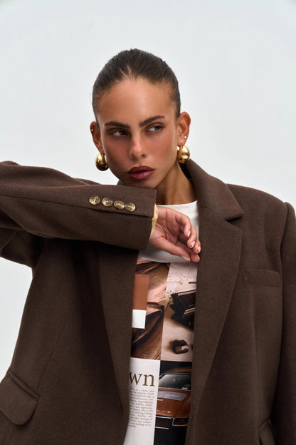 NOVEN Oversize Blazer | dunkelbraun