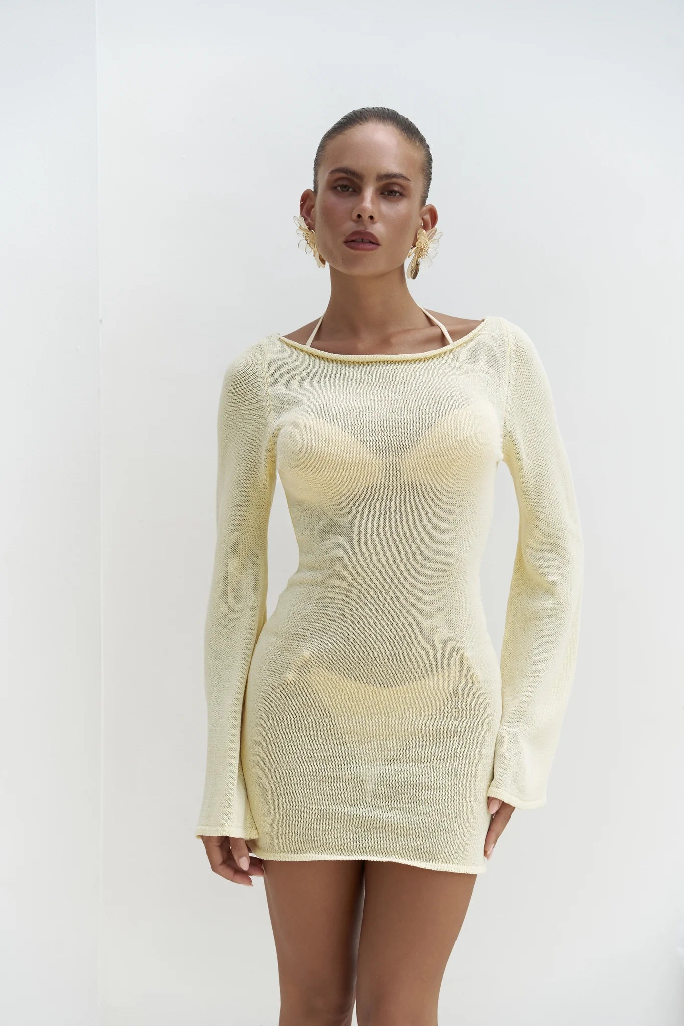 Strick-Minikleid | gelb