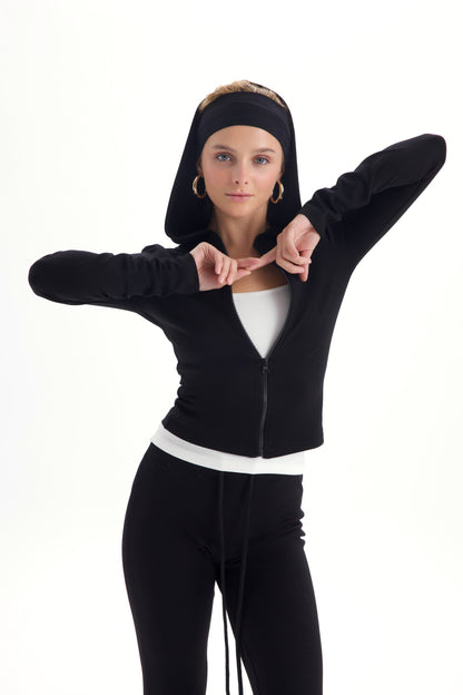 LUNA Kapuzen-Trainingsanzug mit Bandana | schwarz