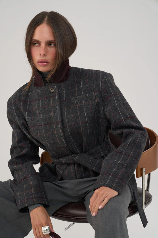 Blazer mit Bindegürtel| Anthrazit