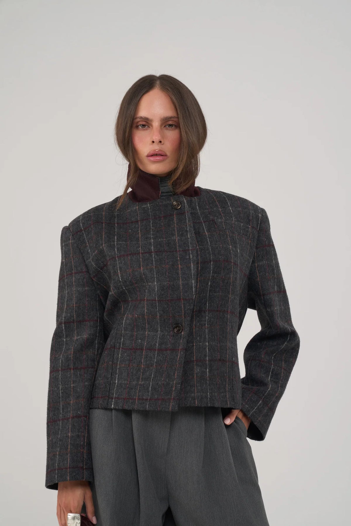 Blazer mit Bindegürtel| Anthrazit