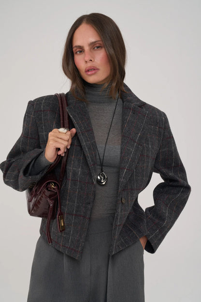 Blazer mit Bindegürtel| Anthrazit