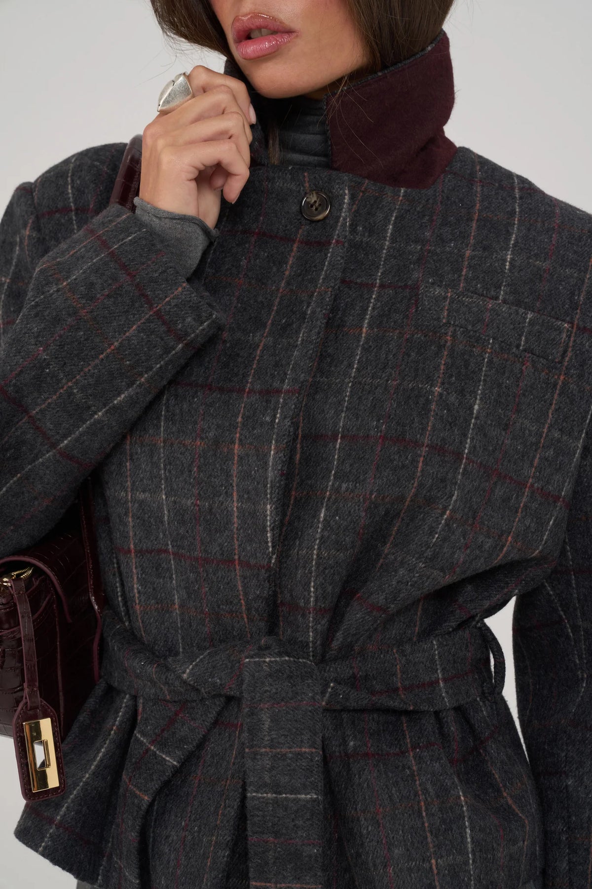 Blazer mit Bindegürtel| Anthrazit