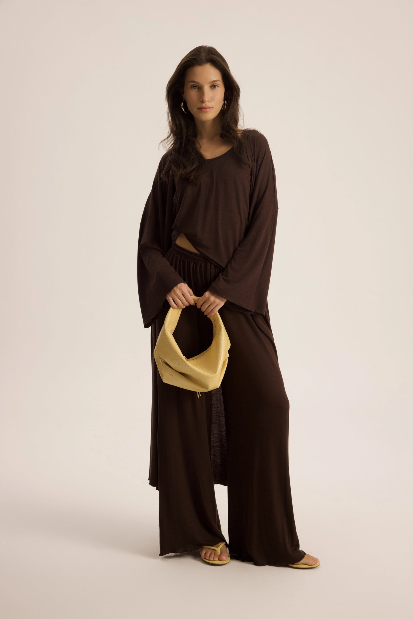 LIYANA Kimono Basic 3-Teile-Set | braun