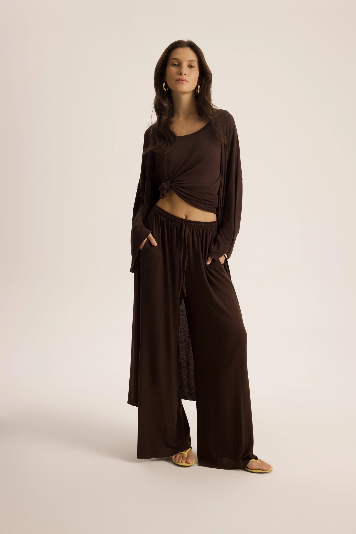 LIYANA Kimono Basic 3-Teile-Set | braun