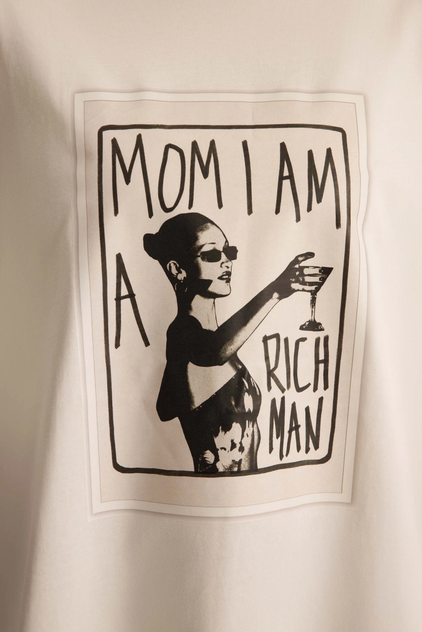 Oversize Baumwoll-T-Shirt mit Print | weiss