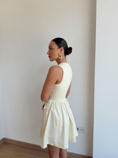 Baumwoll-Minikleid | Buttergelb