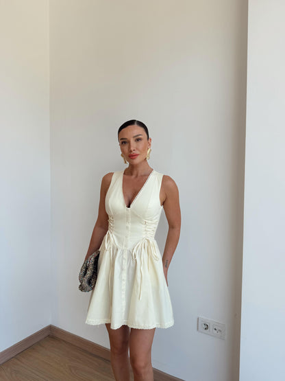 Baumwoll-Minikleid | Buttergelb